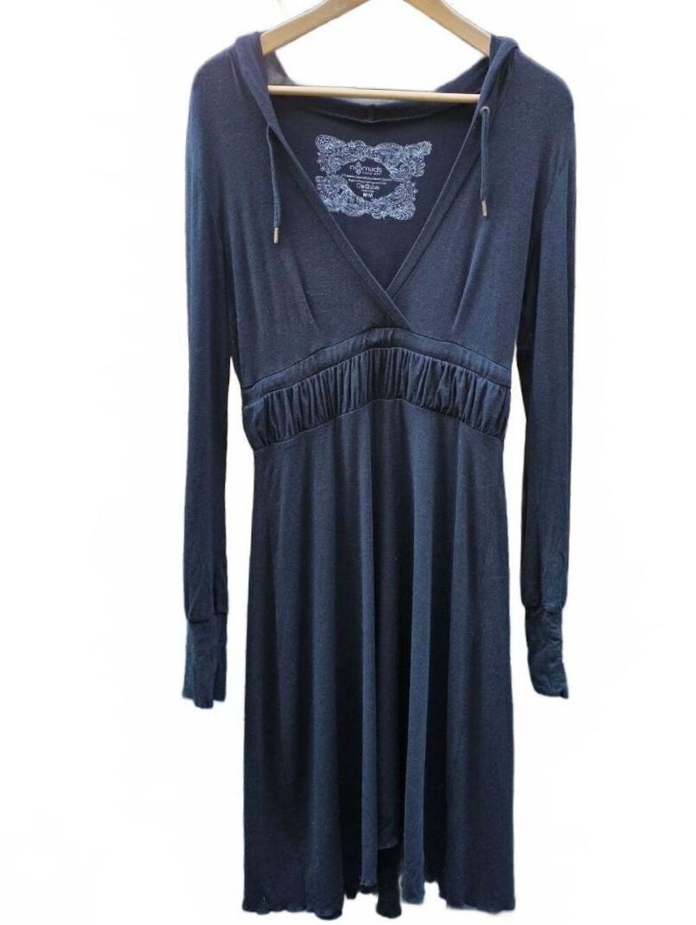 Nomads Hemp Wear Hooded Dress M Blue Jedi Witch Halloween Costume